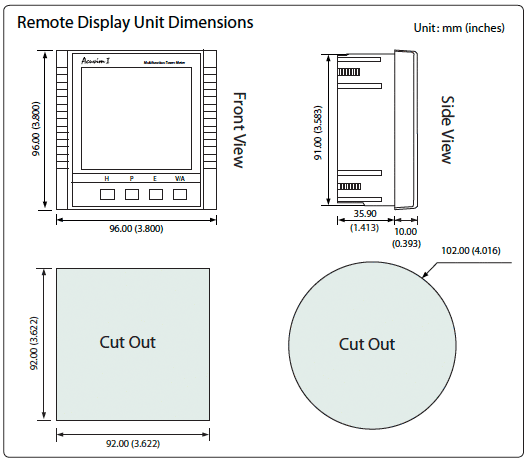 Acuvim REM-DES2 Remote Display for Acuvim DIN-Rail Mounted meters