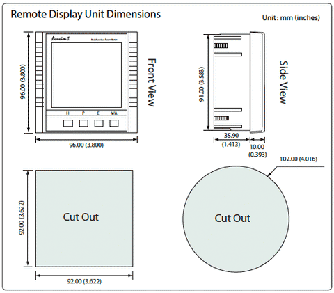 Acuvim REM-DES2 Remote Display for Acuvim DIN-Rail Mounted meters