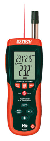 Extech HD550 Psychrometer + IR Thermometer with GPP (g/kg)